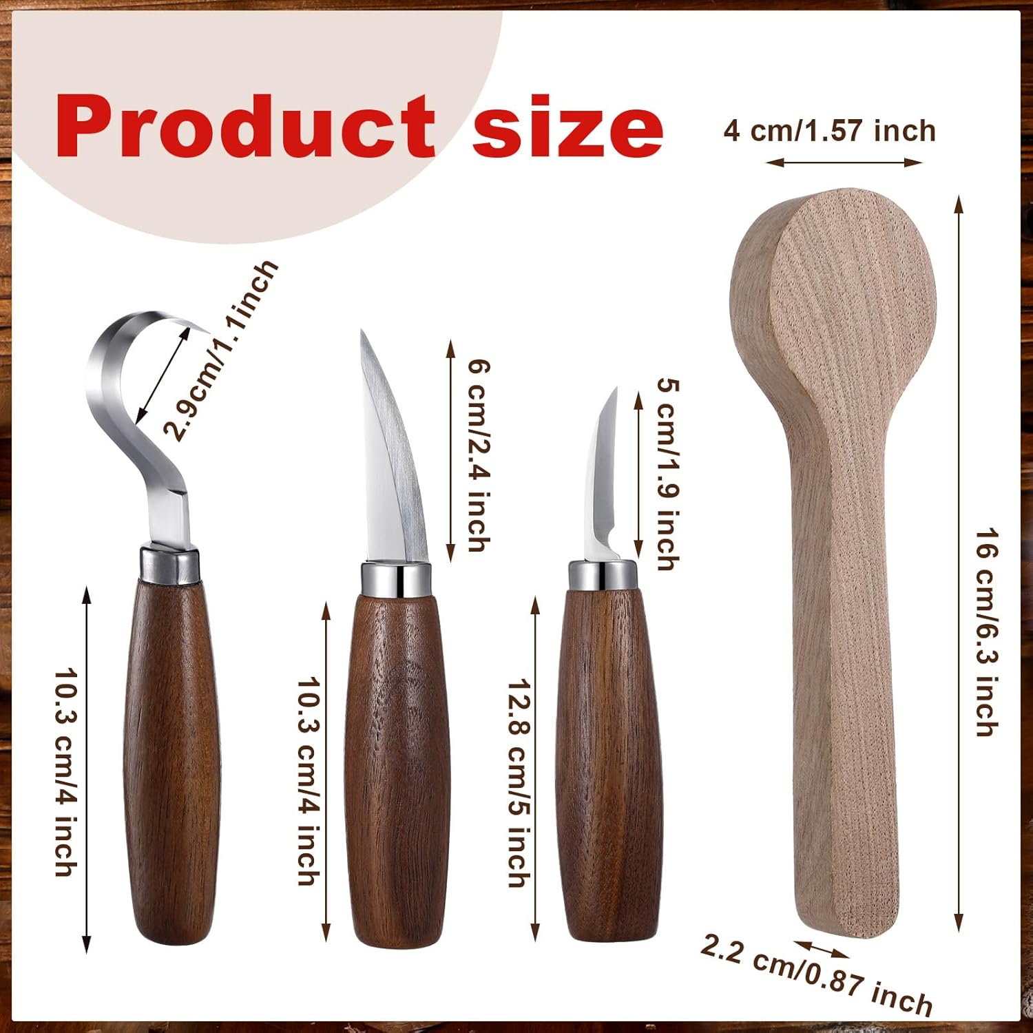 Gisafai 15 Pcs Spoon Carving Kit Wood Whittling Kit Includes 3 Wood Carving Knife 8 Spoon Blank and Gloves for Adults and Kids Beginners Gifts