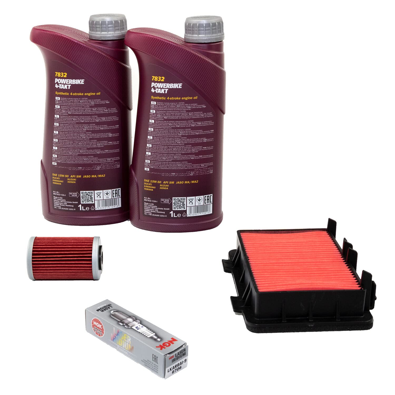 Wartungspaket Öl 2L + Luftfilter + Ölfilter + Zündkerze für KT M Adventure 390 Duke 125 390 Baujahr 2017-2020