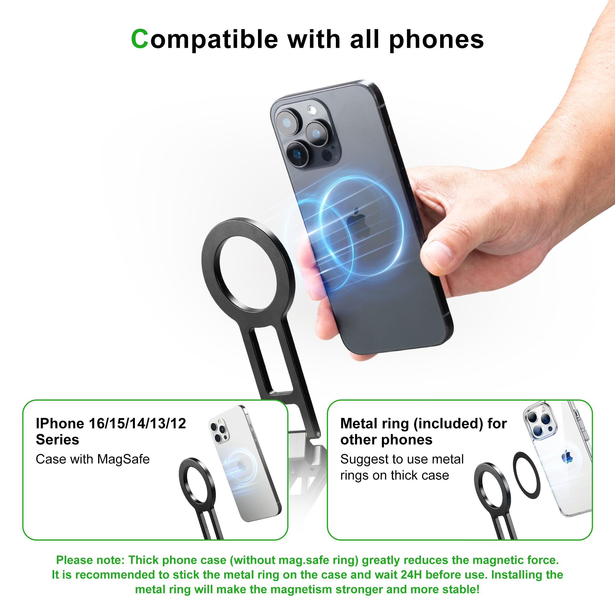 Tripé Magnético FANAUE Para Celular - Compatível Com MagSafe E Dobrável