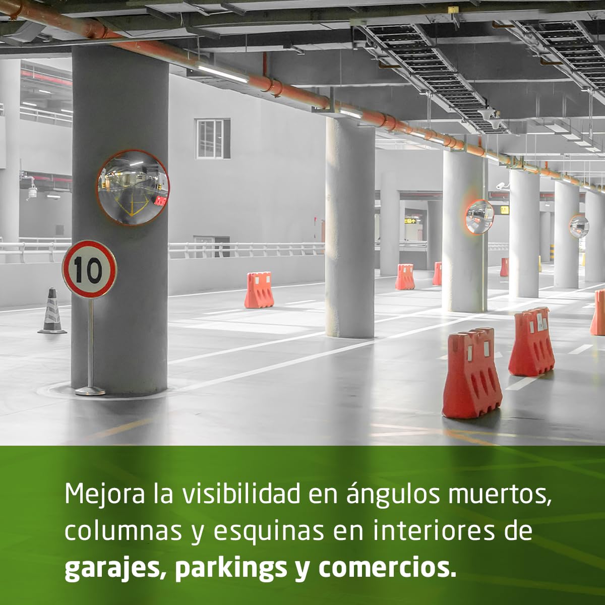 Amig - Espejo convexo de seguridad y vigilancia Ø30 cm de diámetro - Espejo de tráfico - Visión en ángulos muertos, columnas y esquinas en comercios y garajes - Color: Naranja