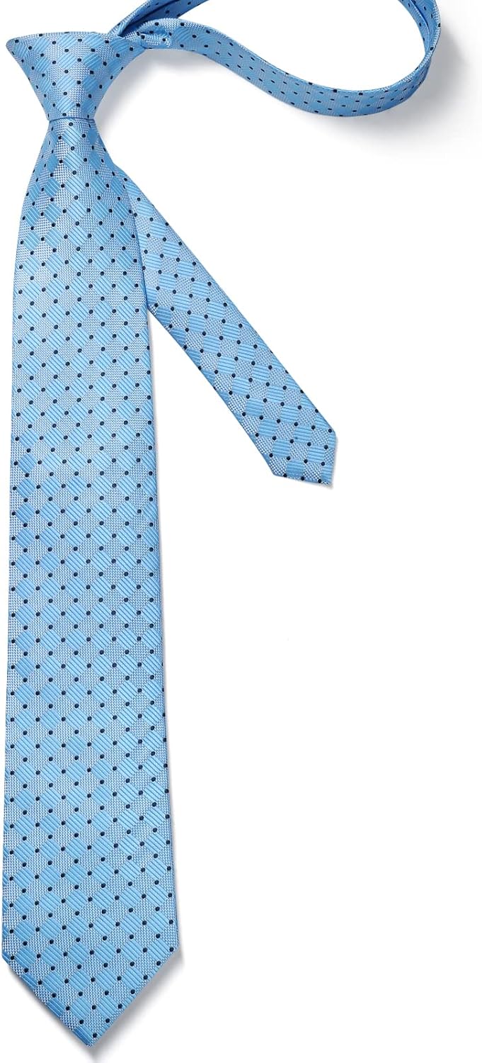 HISDERN Mens Ties Plaid Tie and Pocket Square Set Classic Woven Formal Checkered Neckties & Handkerchief Wedding Party - Image 5