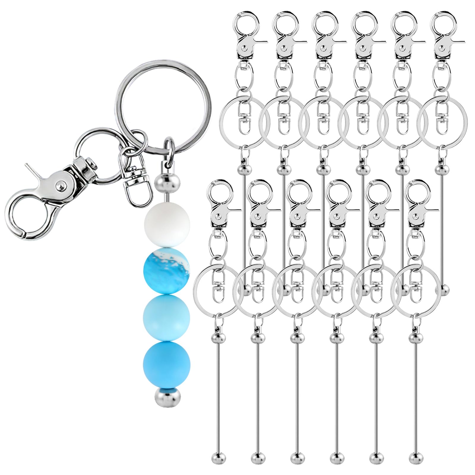 Porte-clés en perles vierges bricolage et fabrication bijoux argenté