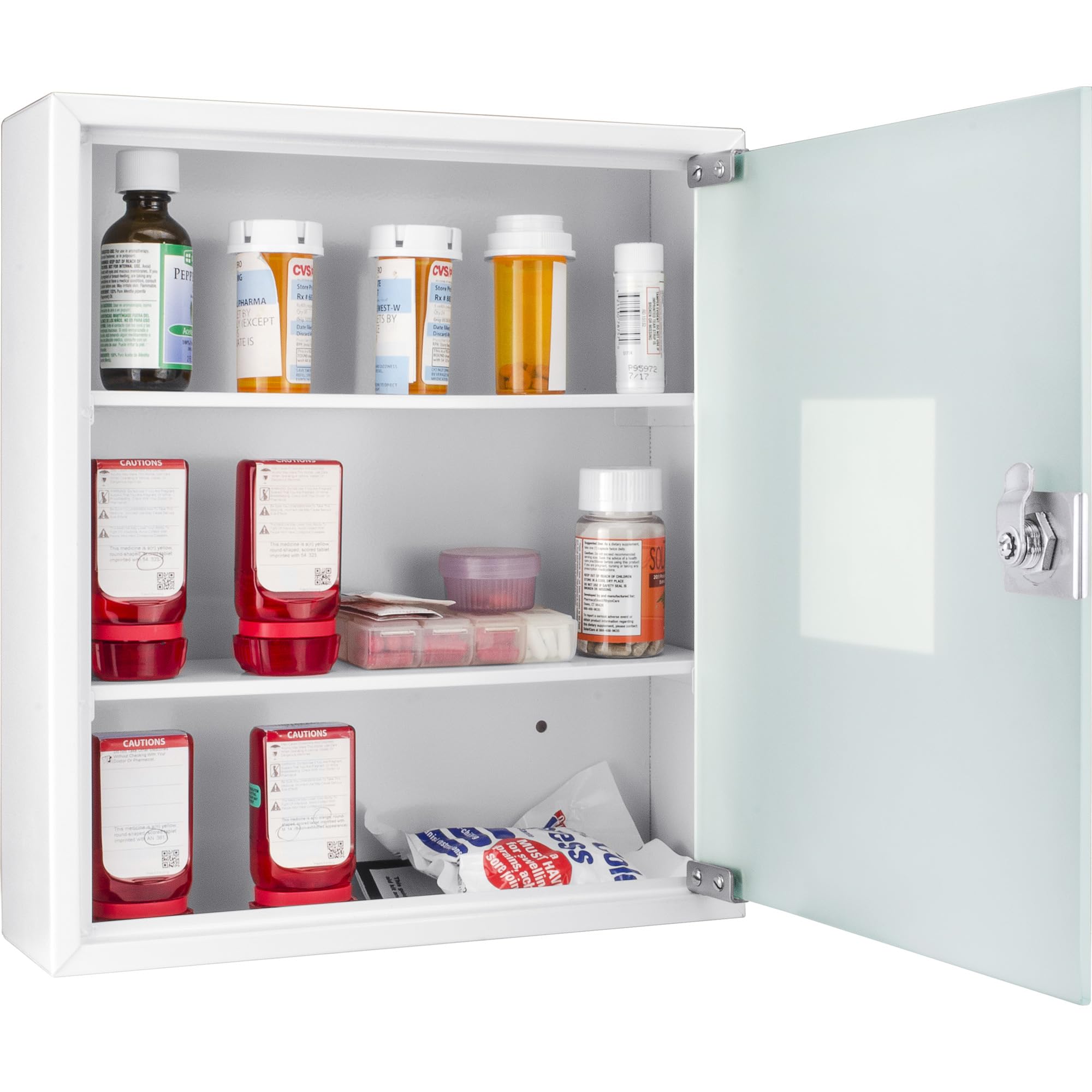winbest Large Wall Mount Steel Medical Medicine Storage Cabinet with Glass Door