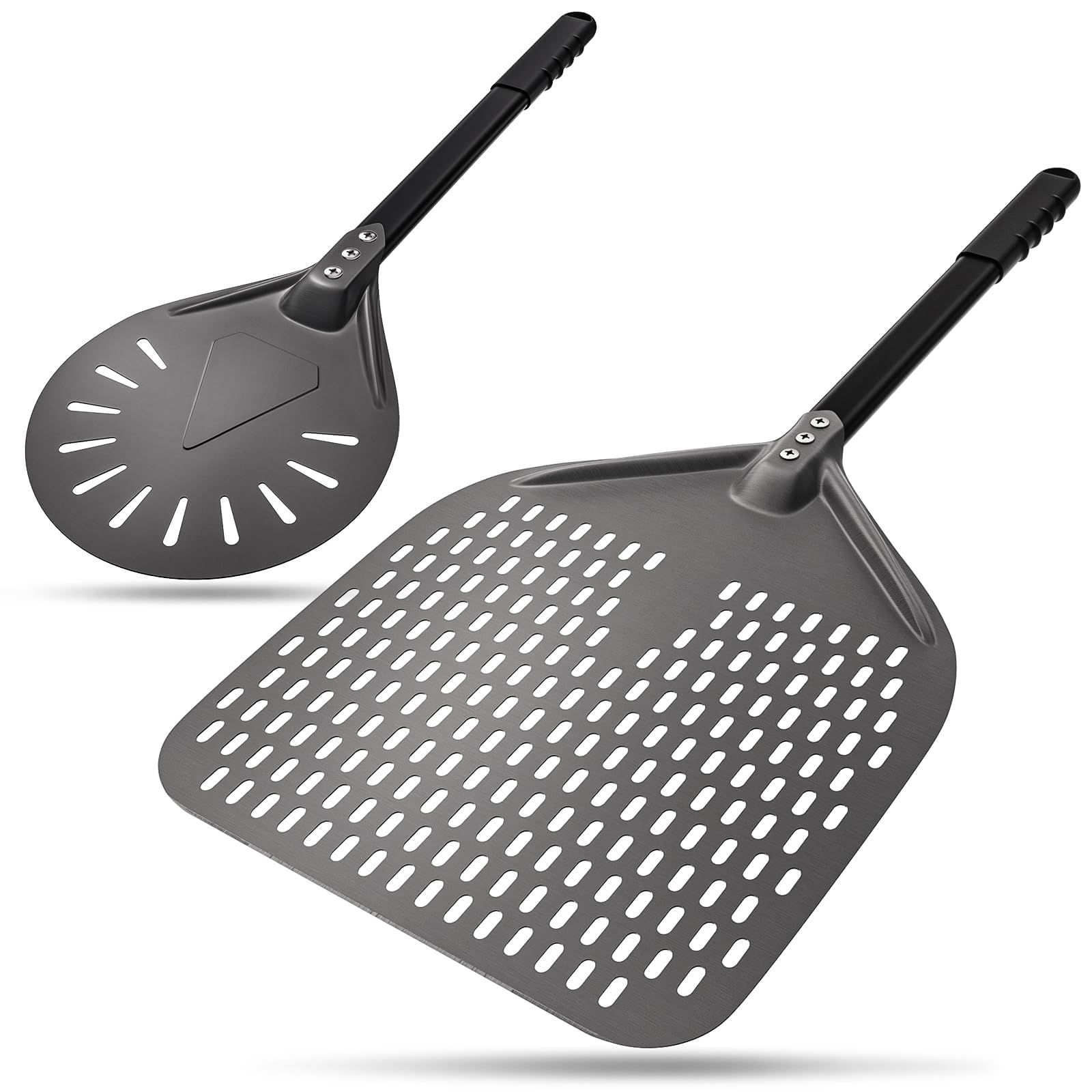 G.a HOMEFAVOR 12 cali perforowana łopatka do pizzy, łopatka do pizzy, 20 cm, okrągła łopatka do pizzy, z twardego anodowanego aluminium