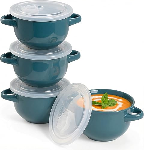 KooK Tazones para Sopa de Cebolla Francesa, Ollas Individuales, Tazones Aptos para Horno, Tazas de Sopa, Tazones de Cerámica, Apto para