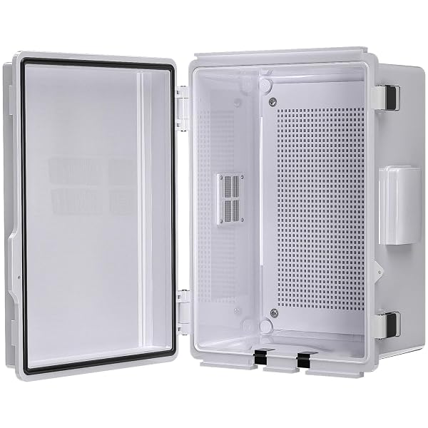 ABS Electrical Junction Box, Ventilated Design, Cable Grommets, IP65 Waterproof Enclosure, Indoor/Outdoor Use with Mount