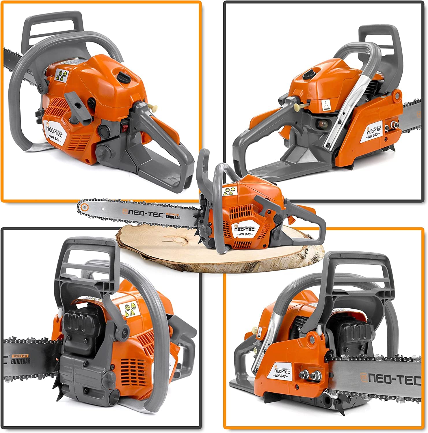 NEOTEC 43cc Gas Chainsaw NH843 with 16 Inch Guide Bar and