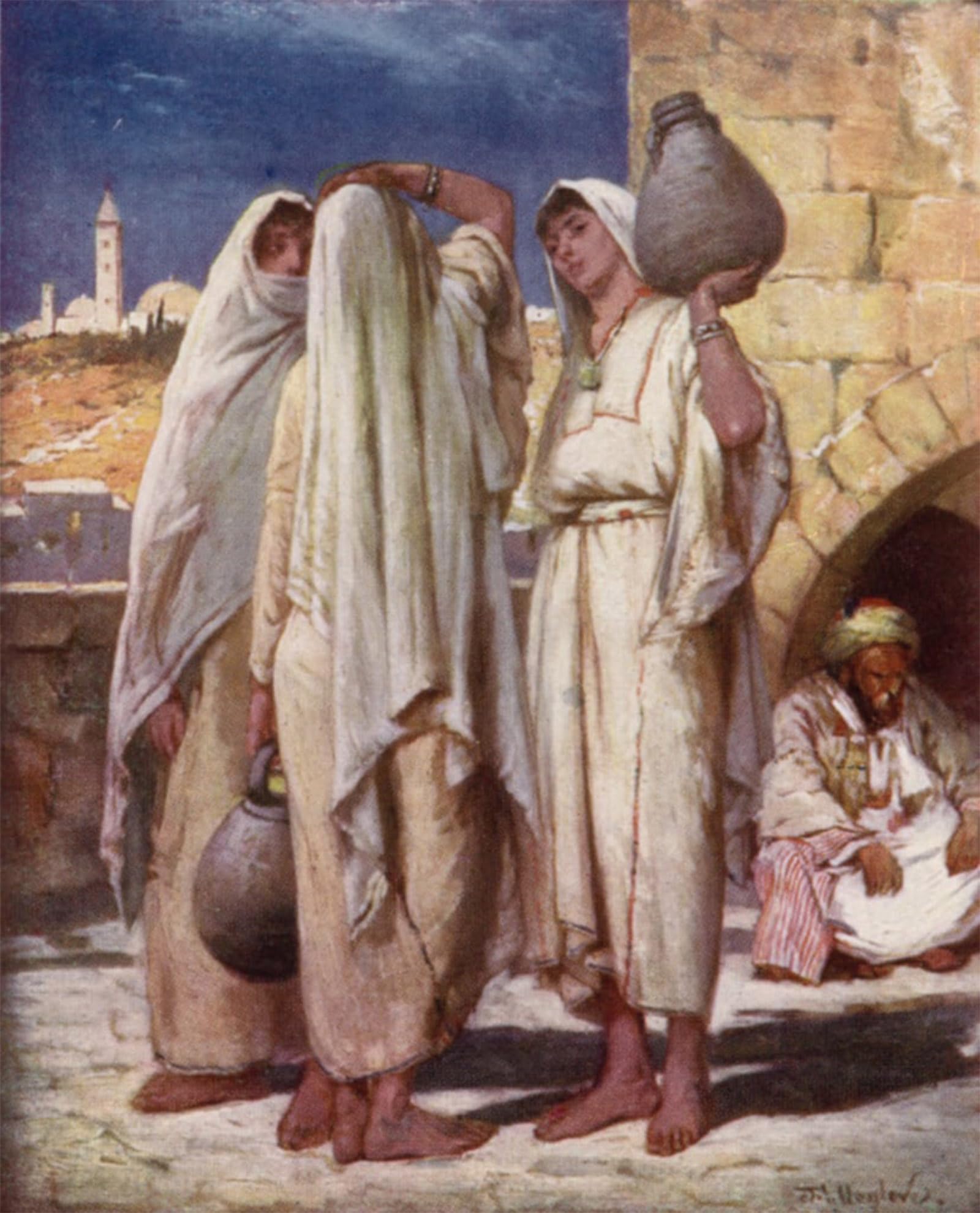 SERENDIPITP Vintage Wall Art Canvas Nordic Poster Canvas Print Picture Syrian Women At a Fountain by Fulleylove Wall Art Poster for Home Decor 60x90cm