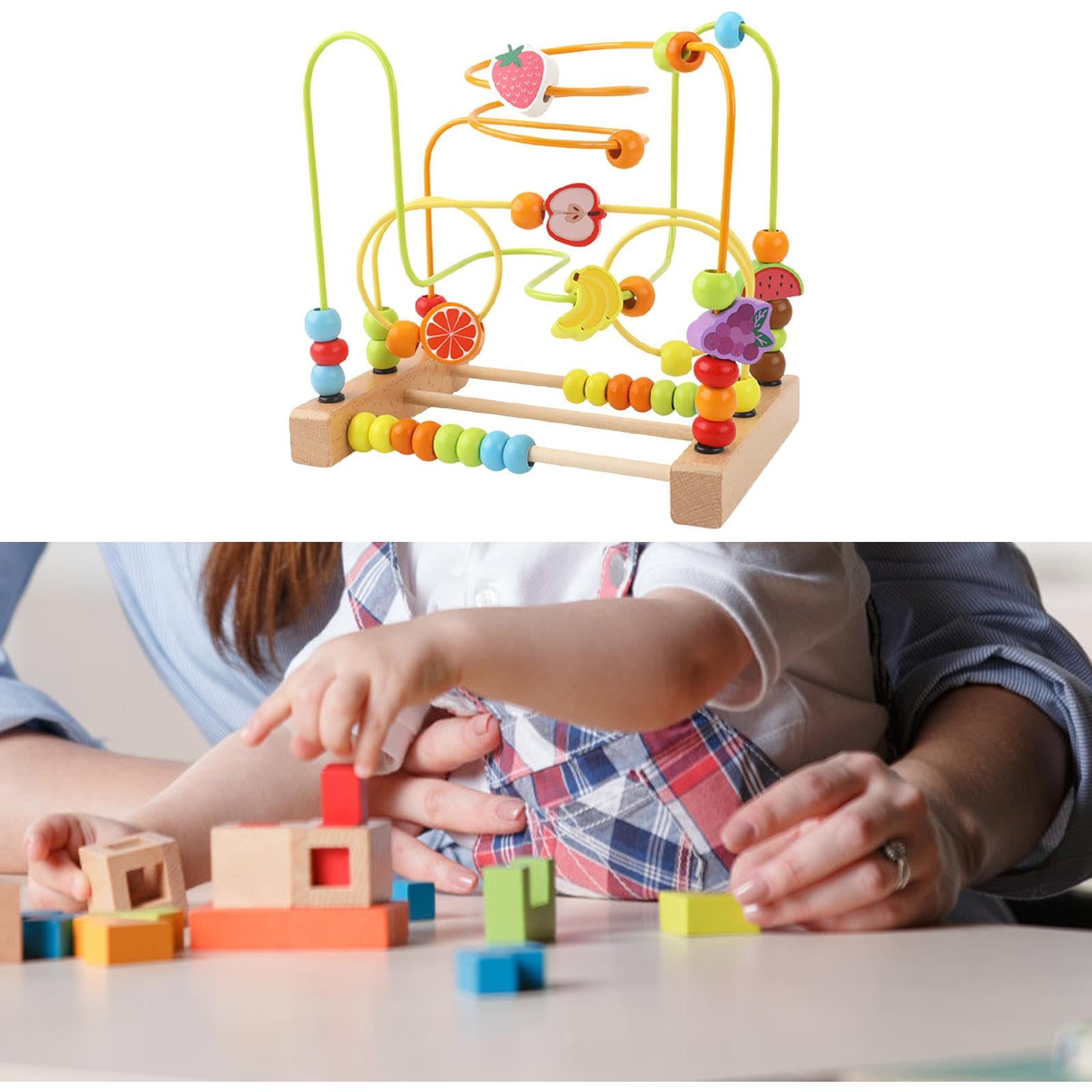 Sharplace Laberinto de para Niños de 1, 2 Y 3 años, de Madera Colorida con Forma de Círculo, Juguetes Educativos para Niños Pequeños, Fruta b