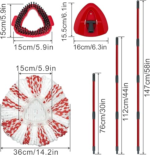 Miniatura 9 de Cabezal de repuesto para trapeador giratorio, base, mango de repuesto para sistema de 1 tanque OCedar EasyWring - Incluye 2 repuestos de microfibra,