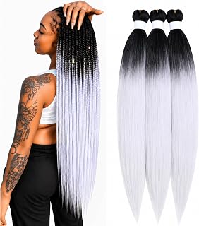 Zifeiya black-to-silver ombre pre-stretched braiding hair