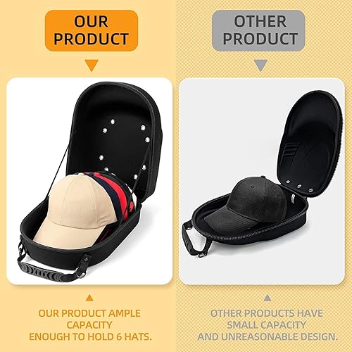 Miniatura 3 de Estuche rígido de viaje para gorras, bolsa de almacenamiento para gorras de béisbol, almacenamiento de gorras para gorras de béisbol con asa de