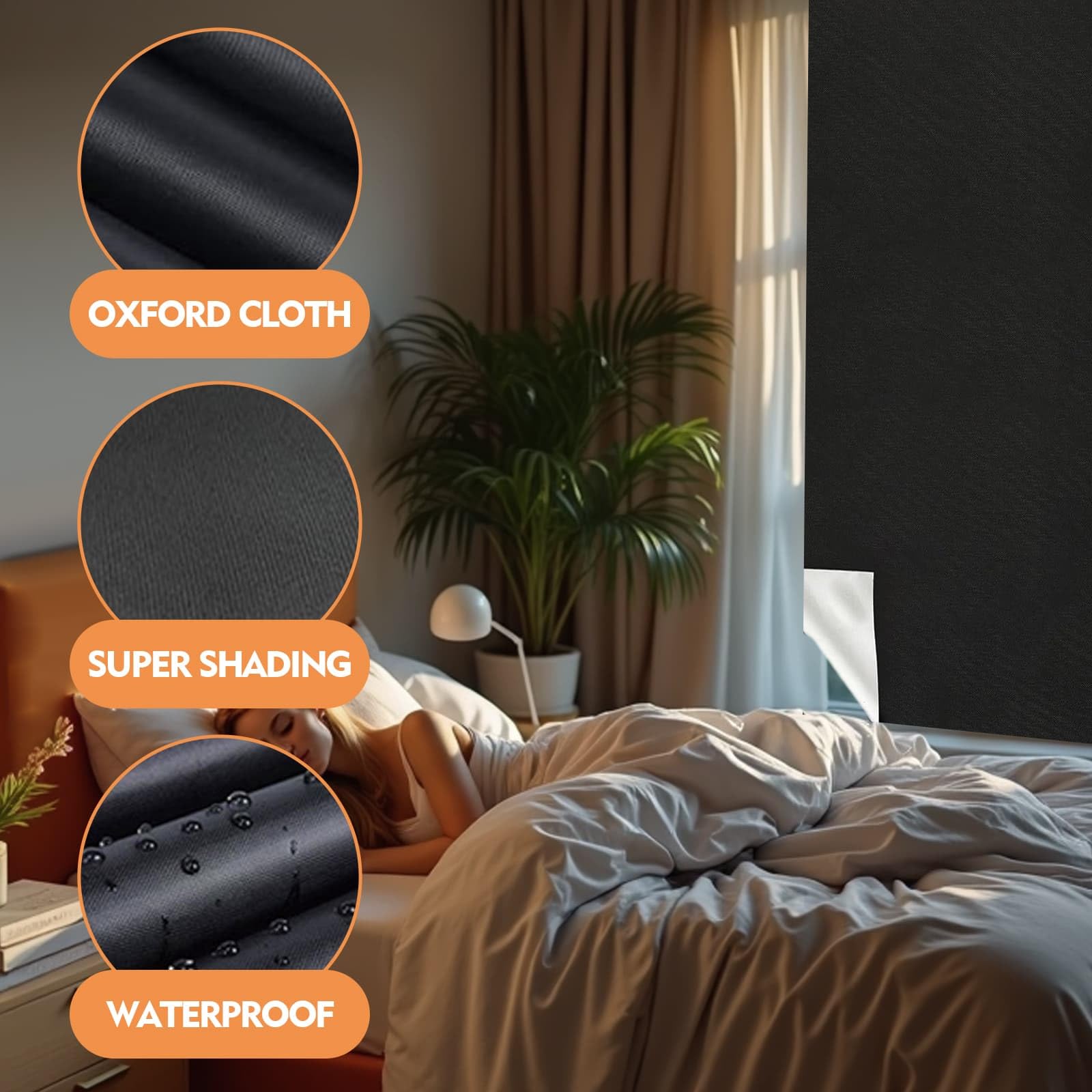 Blackout Blinds 145 x 200cm, 100% Blackout Blinds Stick on - Image 4