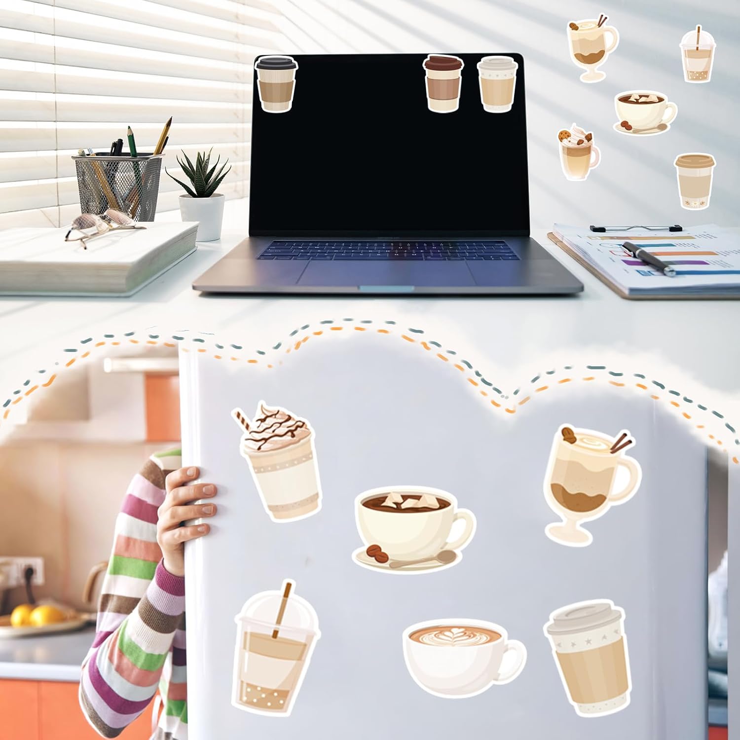 Cute Sticky Notes Set Coffee Cup Funny Stationery Self-Adhesive Pads Party Wedding Favors Themed Gifts Fun Memopads Essentials Pastel Refrigerator for Women Student Office Supplies (10 Packs) - Image 4