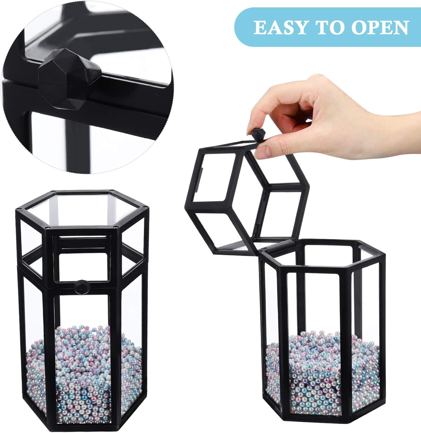 Luxshiny Acrylic Organizers Pencil Holder Makeup Brush Holder Vintage Brush Holder Makeup Brush Storage Box With Lid And Colorful Pearls Makeup Brush Holder Aesthetic