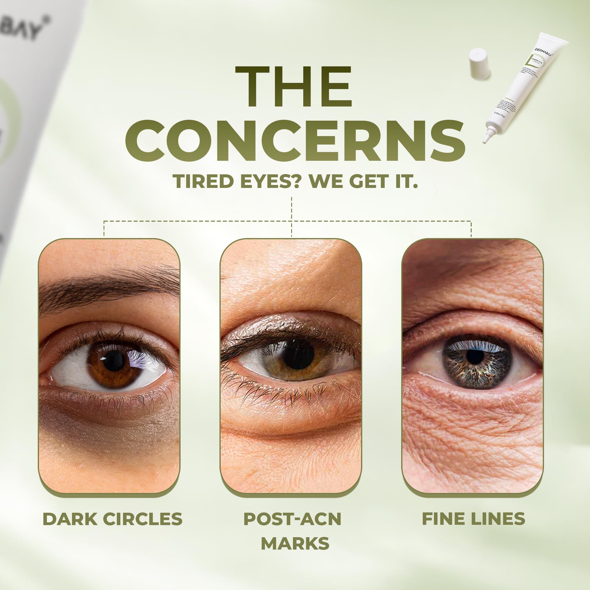 DERMABAY Under Eye Cream for Dark Circles & Wrinkles | Niacinamide, Retinol & Hyaluronic Acid | Reduces Puffiness, Fine Lines & Hydrates Skin For Men and Women- 15g — Amazon image 3