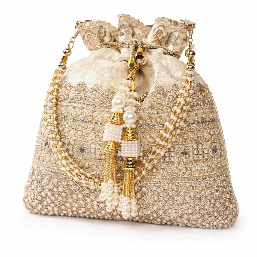 Silk Stylish Embroidered Potlibags for Women | Trendy Ethnic Wedding & Party Handbag | Unique Traditional Indian Handcrafted Purse | Elegant Bridal Gift Accessory-image-33