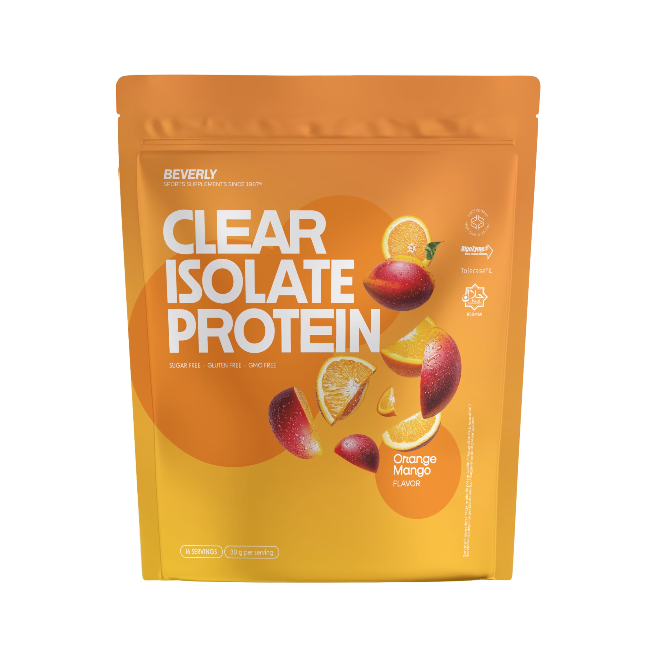 Beverly Isolate Clear - Proteine isolate del siero di latte clear whey - 500 g - 25 g di proteine per porzione - 30 porzioni - Fruttato, rinfrescante - Gusto (ARANCIO MANO)