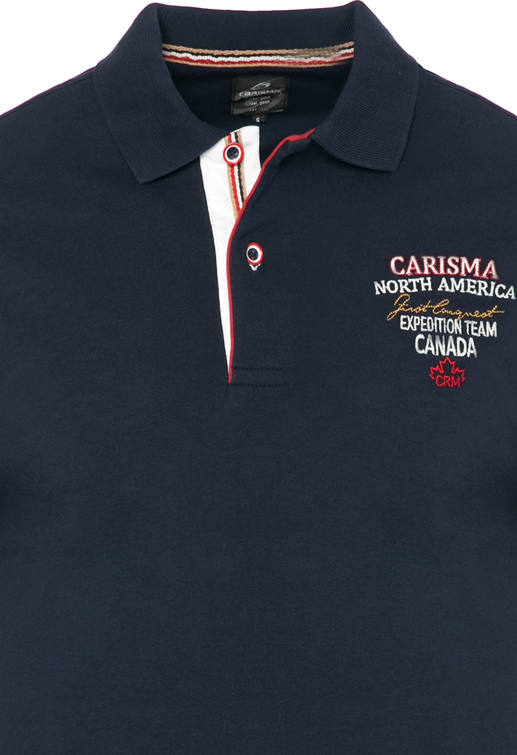Carisma Polo a maniche lunghe da uomo in cotone • Maglietta a maniche lunghe da uomo con ricamo • Piacevole vestibilità regolare, blu navy
