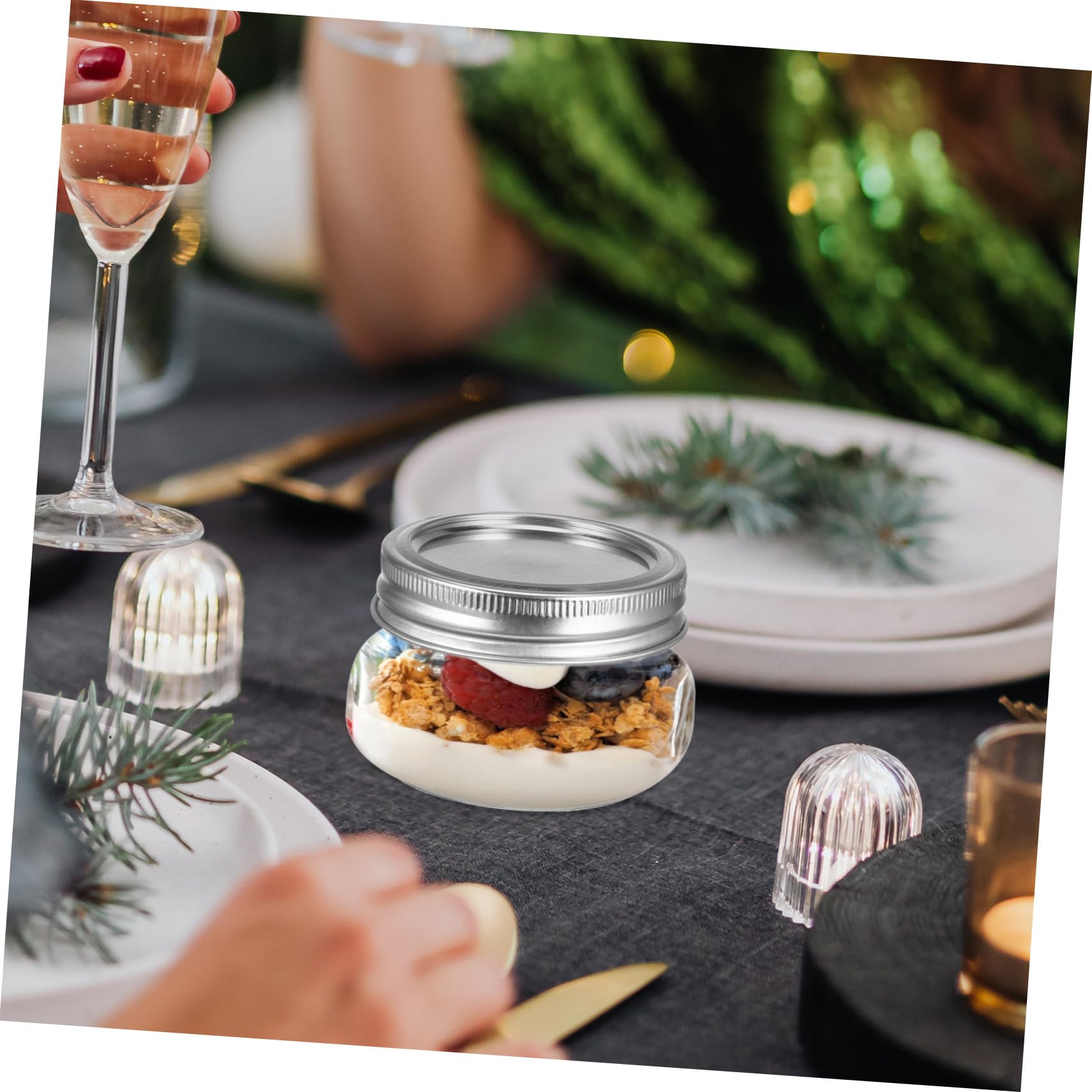 6 Stück Vorratsglas aus Glas mit Deckel 150ml Wiederverwendbar und Verschließend für Lebensmittel und Unterwegs Vorratsdosen für Küche