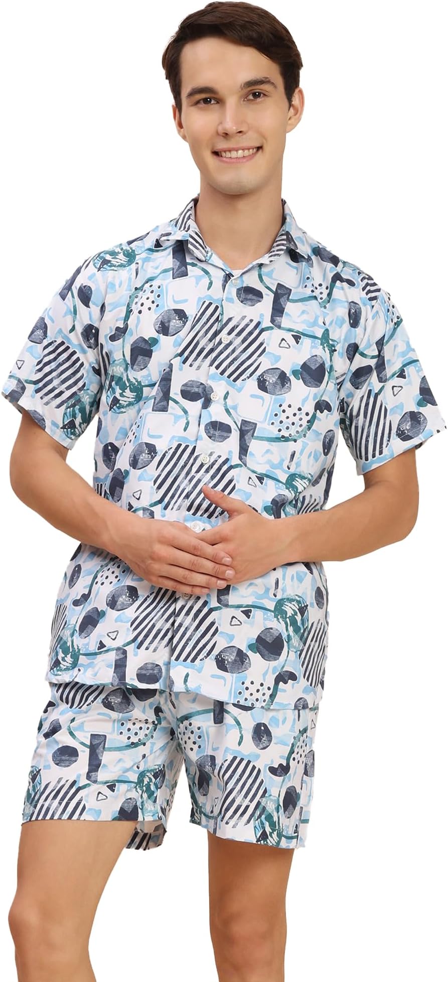 Mens Printed Co-ord Set | Half Sleeve Shirt and Shorts Set | Casual Summer Outfit for Beach, Travel, Vacation