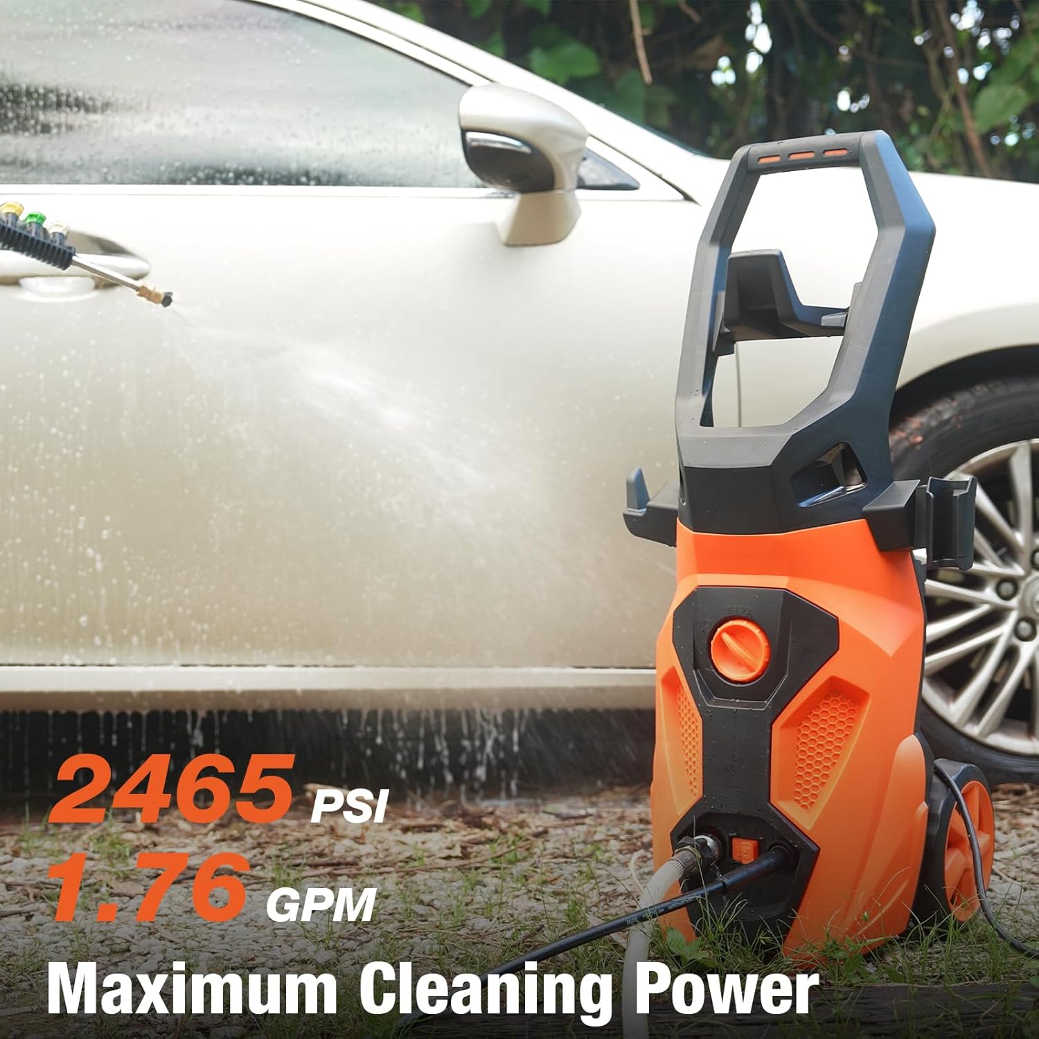 BILT HARD Pressure Cleaner 2465 PSI, Power Washer with Built-in Soap Tank, 4 Quick-Connect Nozzles, GFCI Safety Plug, High-Power Cleaning Machine for Cars, Driveways, Home Use