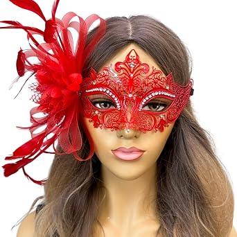 Elegant Mardi Gras Masquerade Mask for Women Halloween Costume Feather Party Masks Feathers