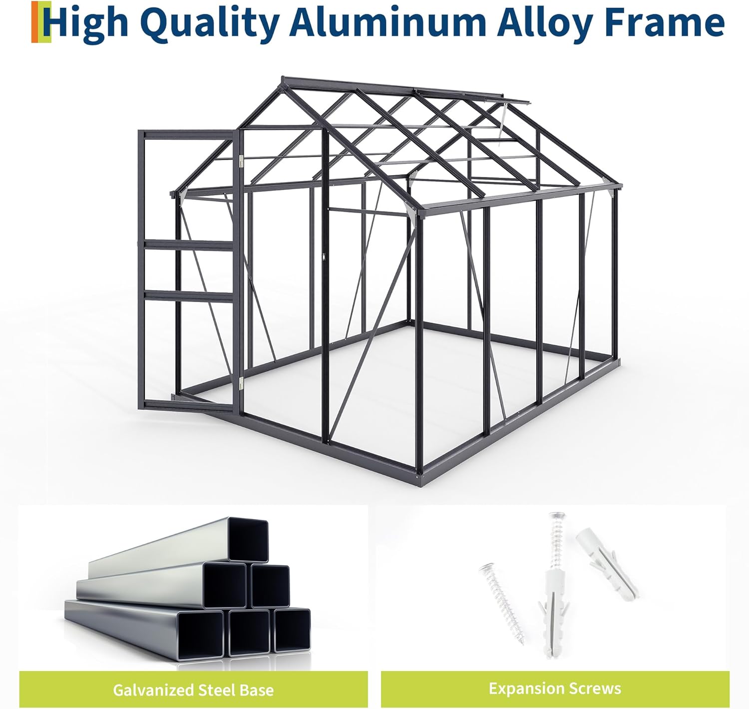 8x10FT Greenhouses for Outdoors,Heavy Duty Polycarbonate Greenhouse , Walk-in Aluminum Greenhouse Kit for Garden Backyard, Patio