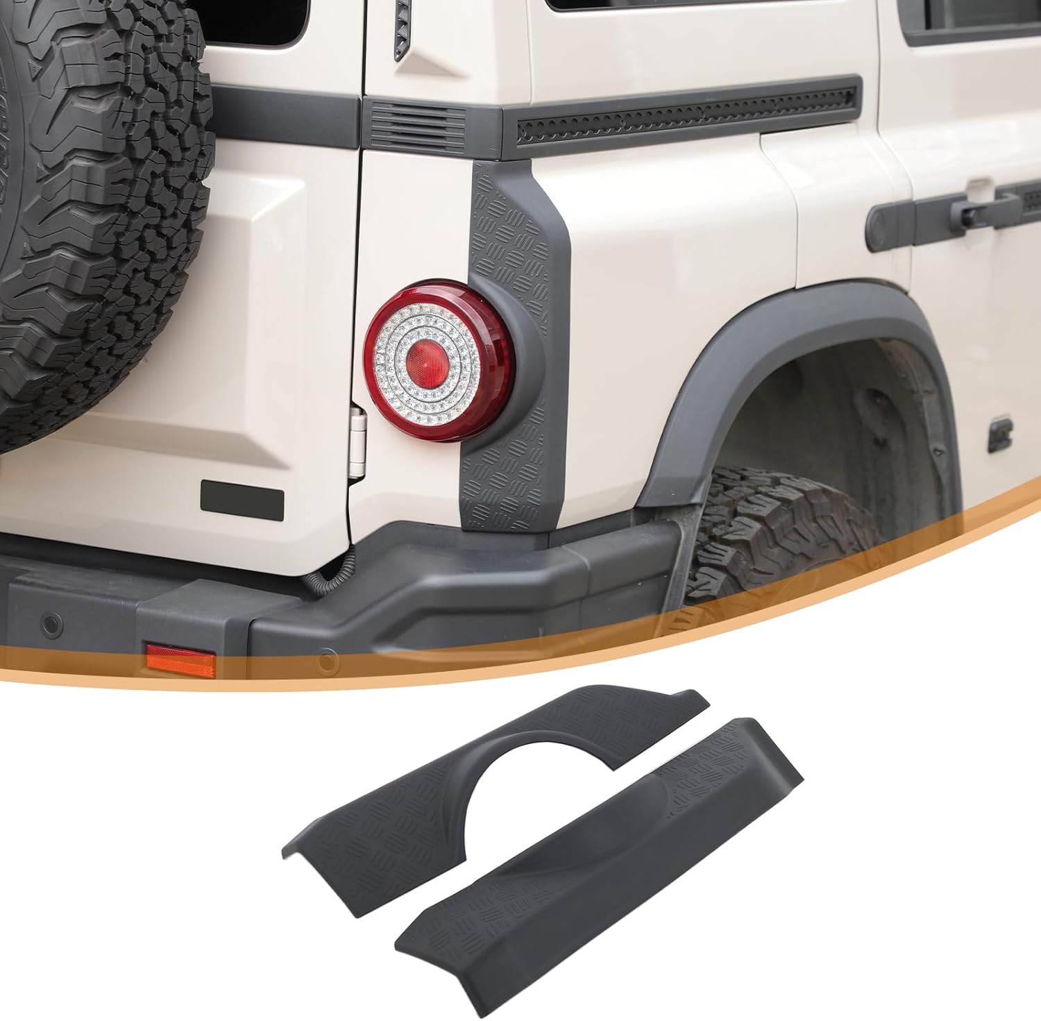 Car Rear Tail Side Lights Lamp Molding Cover Trim Compatible with Ineos Grenadier 2020-2025, Anti-Collision Protection Accessories on Both Sides of The car taillight Frame External (Frosted Black)