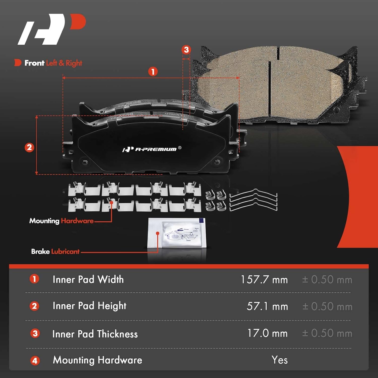 A-Premium Front and Rear Ceramic Brake Pads Set Compatible with Lexus and Toyota Models - ES300h 2013-2018, ES350 2007-2018, Avalon 2008-2018, Camry 2007-2017, with Hardware, 8-Pack