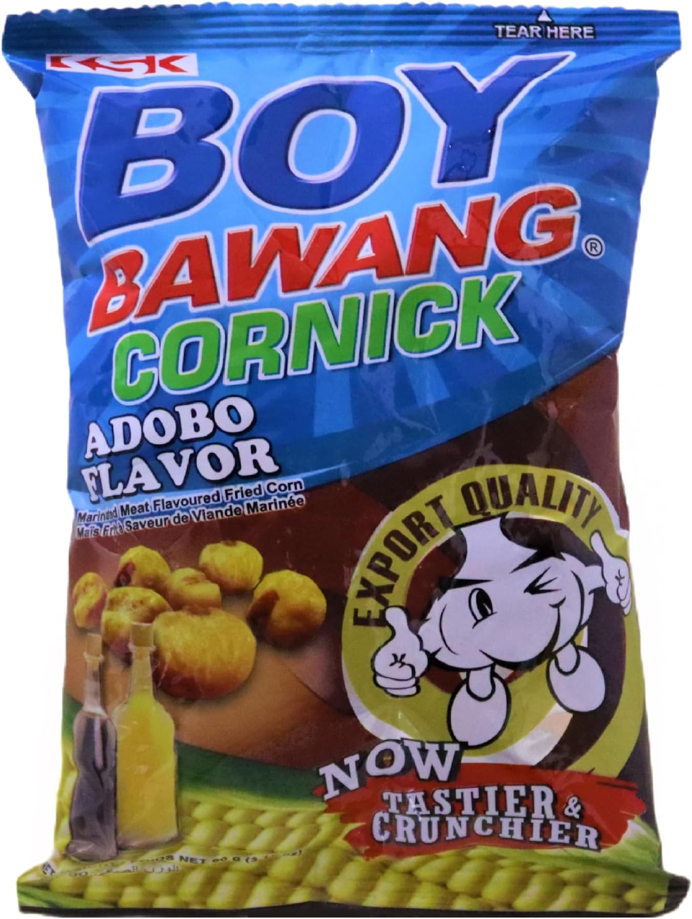 Boy Bawang Cornick Adobo Flavored Fried Corn, 100g/3.5 oz. Bag (Imported from Canada)