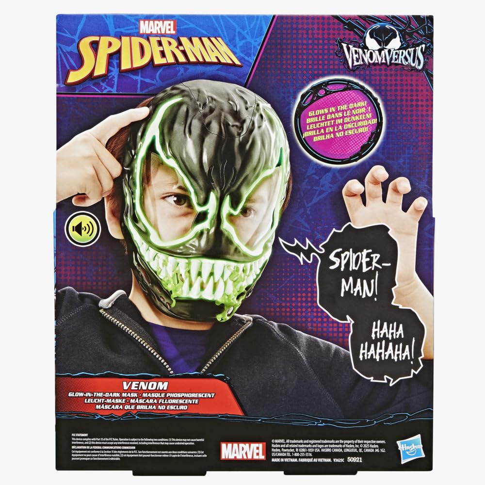 Hasbro Marvel, Spider-Man VenomVersus, maschera di Venom che si illumina al buio, giocattoli a tema supereroi - versione inglese