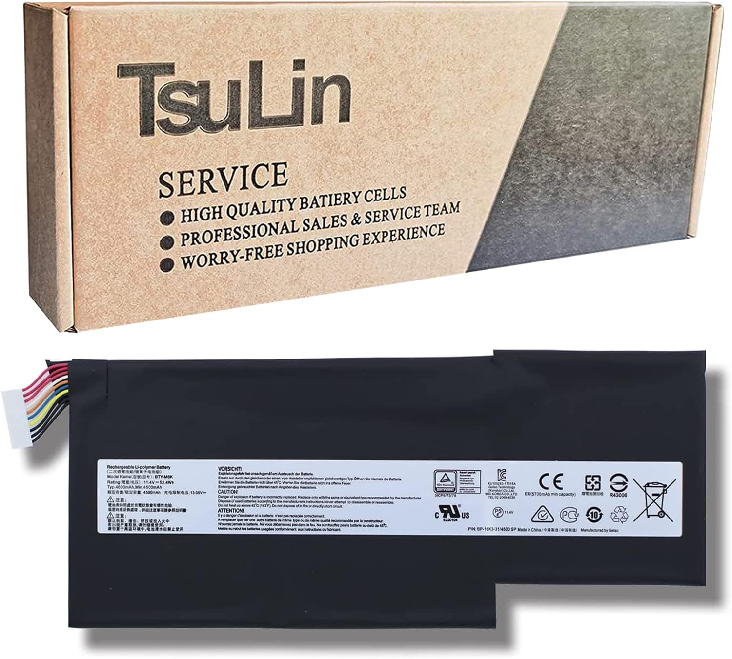 BTY-M6K Laptop Battery, Replacement for MSI MS-17B4 MS-16K3 GS63VR 7RG Stealth Pro 7RG-005 7RG-036CN GF63 8RD-031TH 8RC-034CZ 9SC GF75 Thin 3RD 8RC 8RD 8SC 9SC-088CN Series Notebook