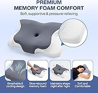 Vista 7 de Almohada ergonómica de espuma viscoelástica con orificio para el brazo, soporte ortopédico cervical de mariposa para dormir de lado, reduce