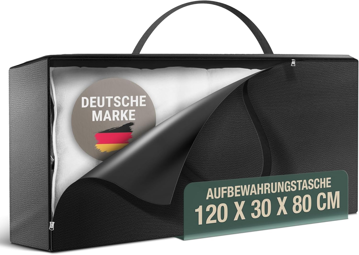 Palettenkissen Aufbewahrung 120 x 30 x 80 cm Aufbewahrungstasche XXL Oxford Polyester 600D Schwarz Wasserabweisend - Gartenpolster Tasche Groß Europaletten Schutzhülle