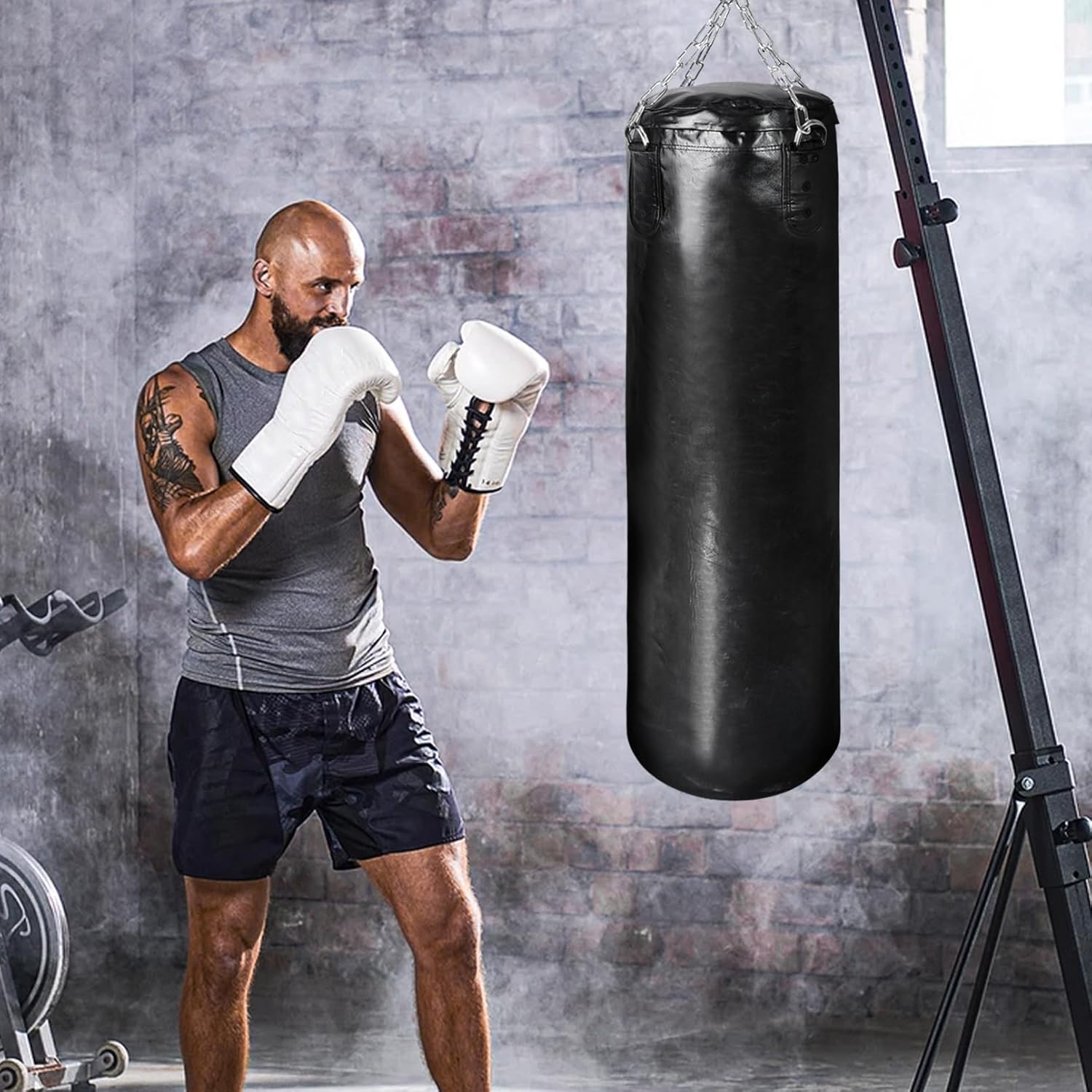 Luwint 4ft Heavy Bag - Unfilled Punching Bag Heavy Duty Hanging Boxing Bag with Chains Adjustable Weight for MMA Boxing Home Gym Training Fitness