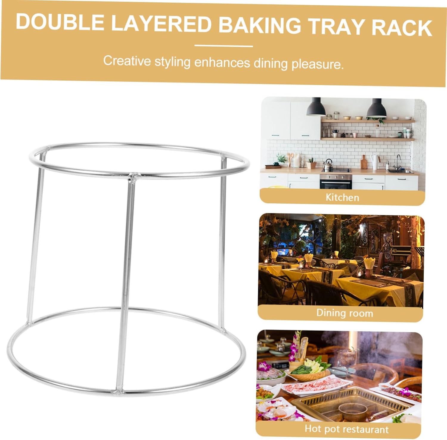 Stylish Metal Pizza Plate Stand 3pcs Seafood Tray Rack Versatile Serving Utensils for Food 16-18cm