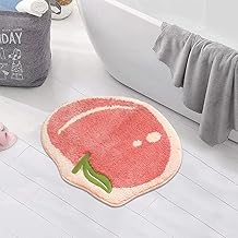 GAVI Home Decor Super Soft Shaggy Bath Mat Anti Skid Cute Absorbent Kids Small Bath Mat Cartoon Apple Fruit Bathroom mat Non Slip, Cute Bathroom Floor Mat for Home Decor (60 x 40 Cm, Apple)