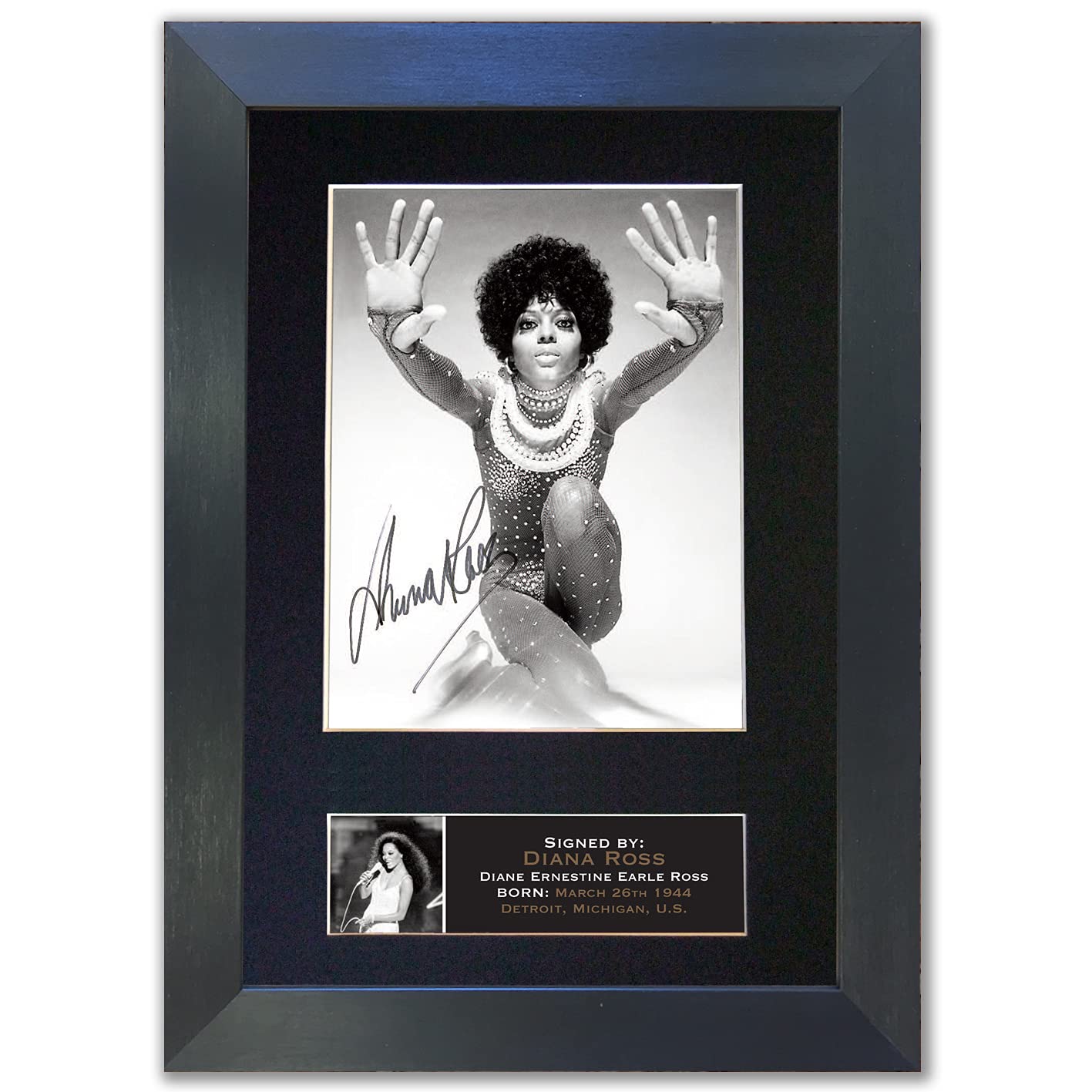 Magenta Manage Gold,Black Diana Ross Signed Reproduction Autograph Mounted Photo Print #665