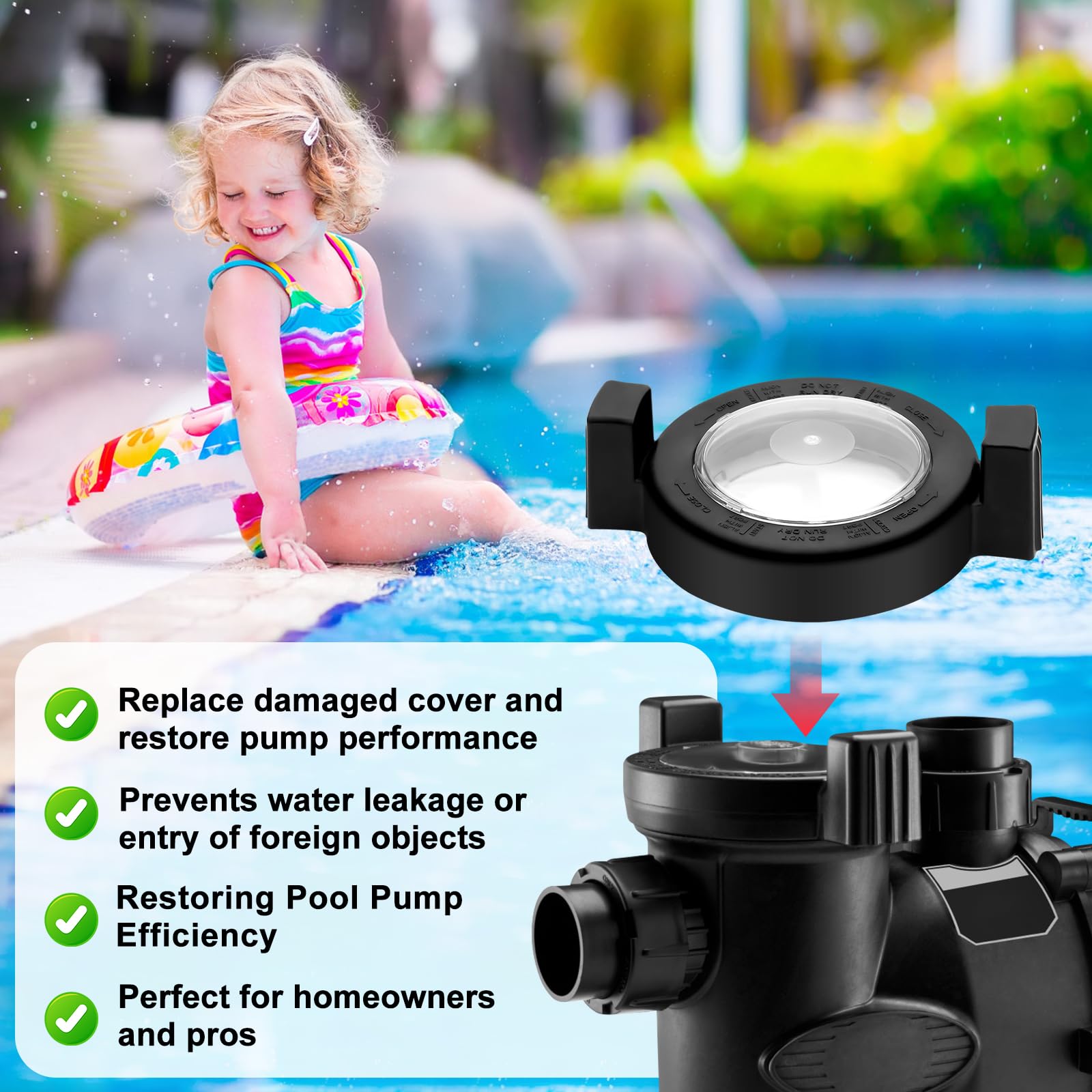 R0448800 Coperchio per pompa per piscina Jandy Coperchio ad anello di bloccaggio con guarnizione di ricambio 19,8 cm compatibile con Zodiac Jandy PlusHP Waterfeature Pool Filter O Ring