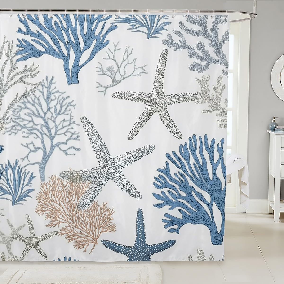 Feelyou Nautical Sailboat Bathroom Shower Curtain Set 78" L x 72" W Lighthouse Compass Anchor Shower Curtain for Boys Girls Vintage Retro Bath Curtain Kids Bathroom Accessories