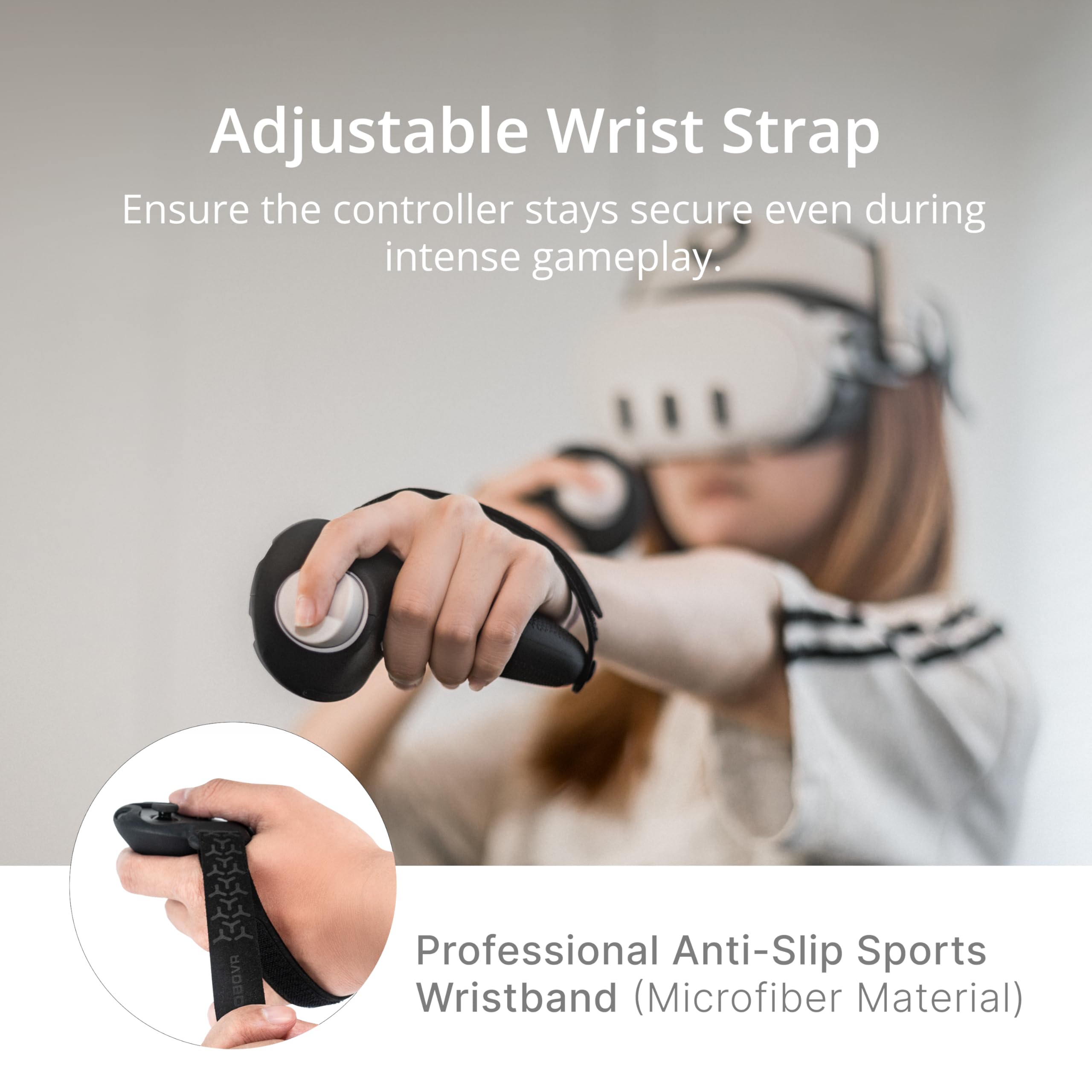 BOBOVR G3 Controller Grips Cover Compatibile con Quest 3/3S,Copertura Antiscivolo in Silicone, Cinturino da Polso Sportivo Regolabile Compatibile con la Ricarica Wireless CD3/D3 - 4