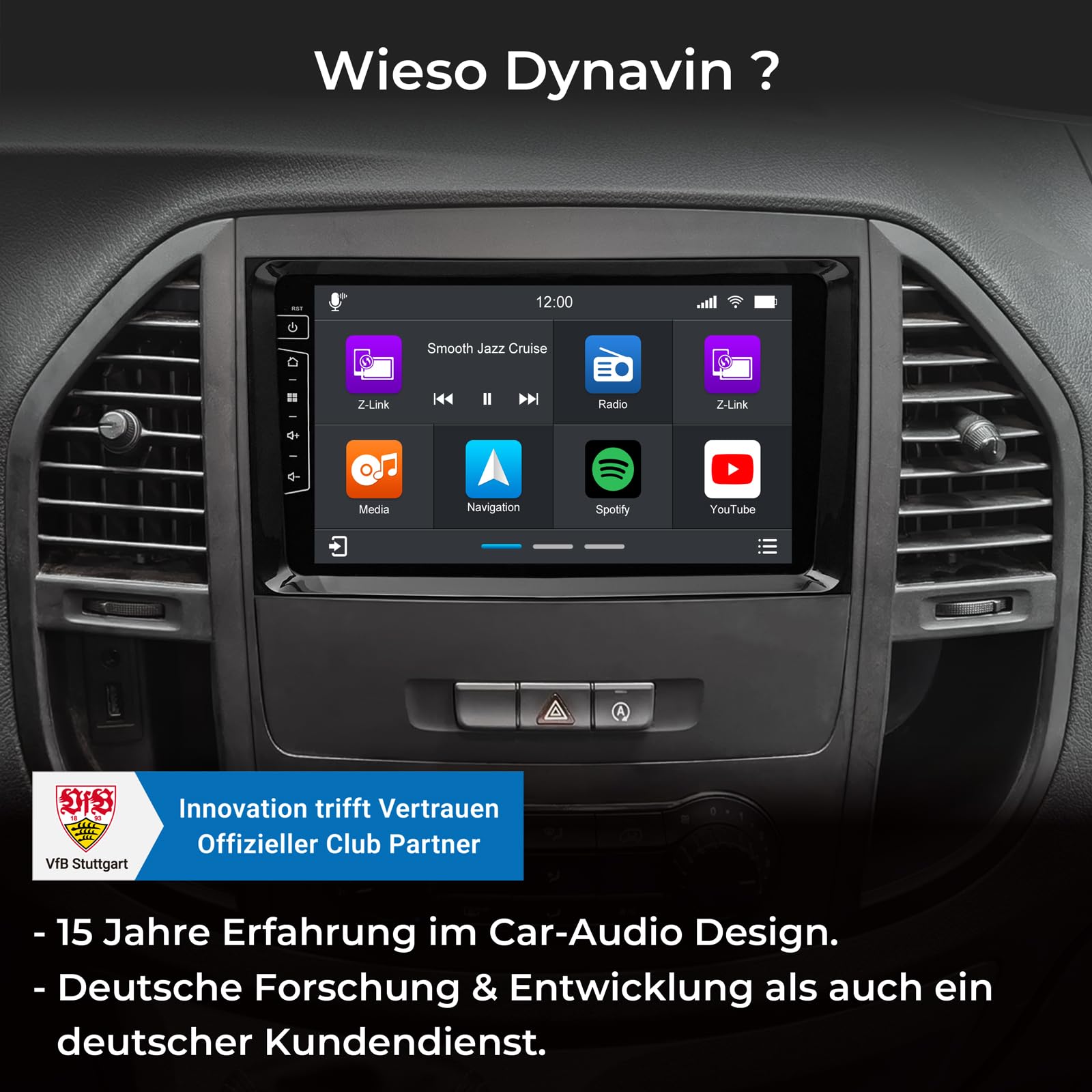 DYNAVIN Radio samochodowe z systemem Android dla Mercedes Sprinter Vito Viano Klasa A: 9-calowe radio OEM z bezprzewodową funkcją CarPlay i Android Auto | Wyświetlacz słuchawkowy | Dab+ Radio: