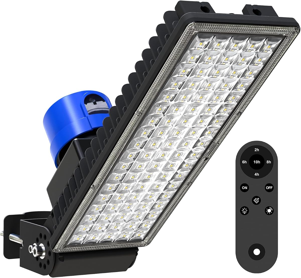 Kekeou 100W Dusk to Dawn LED Flood Light with Remote, 6500K Security Lights | 14000LM, IP67 Waterproof & Rugged, Timer, 10KV Surge, Flicker-free, 240° Adjustable Mount for Yard