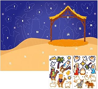 WaaHome Nativity Advent Calendar 2025 - Kids Religious Advent Calendar Stickers Christian Nativity Scene Christmas Countdown Calendar Jesus Decor 2025 Gifts for Kids Grandkids Boys Girls