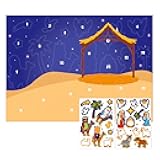 WaaHome Nativity Advent Calendar 2025 - Kids Religious Advent Calendar Stickers Christian Nativity Scene Christmas Countdown Calendar Jesus Decor 2025 Gifts for Kids Grandkids Boys Girls