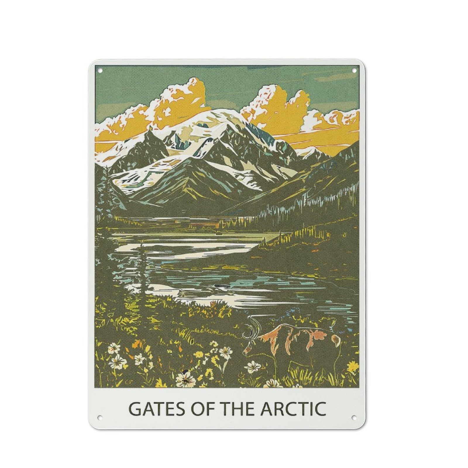 Junmoney Style-19 Gates Of The Arctic Metal Wall Plaque 40X30cm, Character Room Wall Plaque For Hallway, Home Bar, Garage Or Study