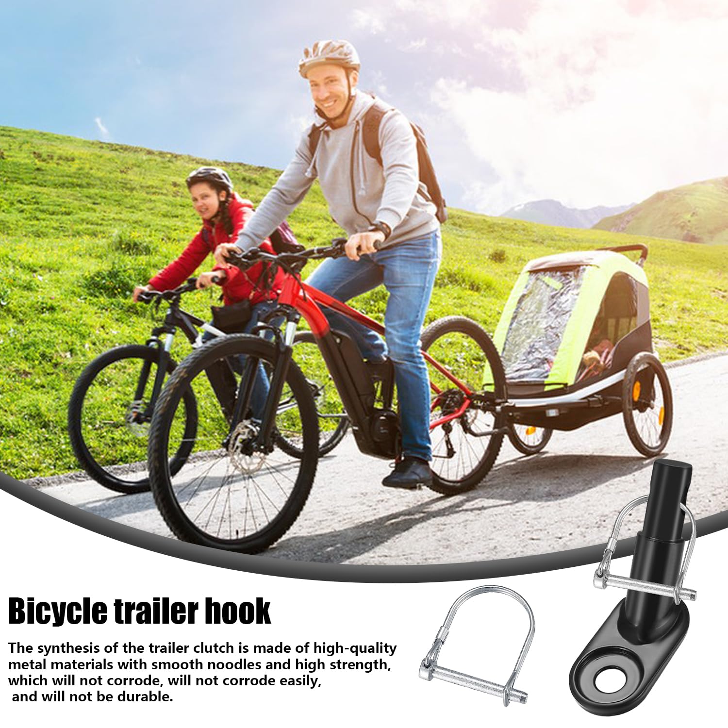 Attacco Rimorchio Bici ZIOYA Con 2 Ganci A U - Nero, Universale Per Trasporto Bambini E Animali - Foto 7