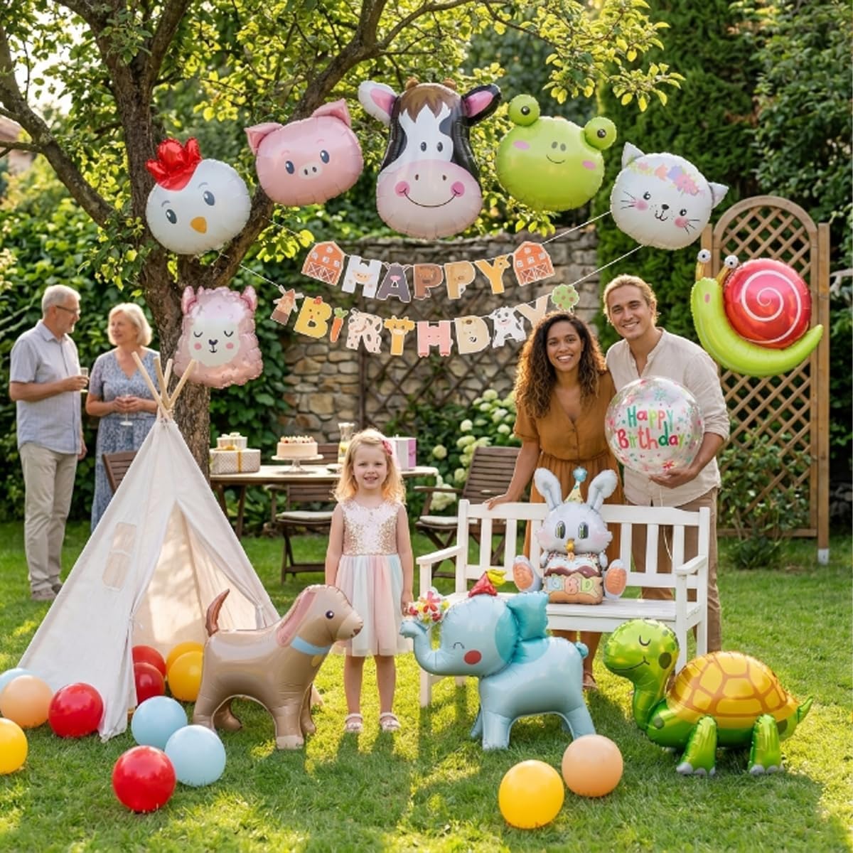 48 PCS Happy Birthday Farm Animals Foil Balloon Decorations Kit for Kids Birthday, Farm Theme Cow Chicken Pig Sheep All-In-One Party Supplies with Birthday Banner for Boys Girls Kids thumbnail