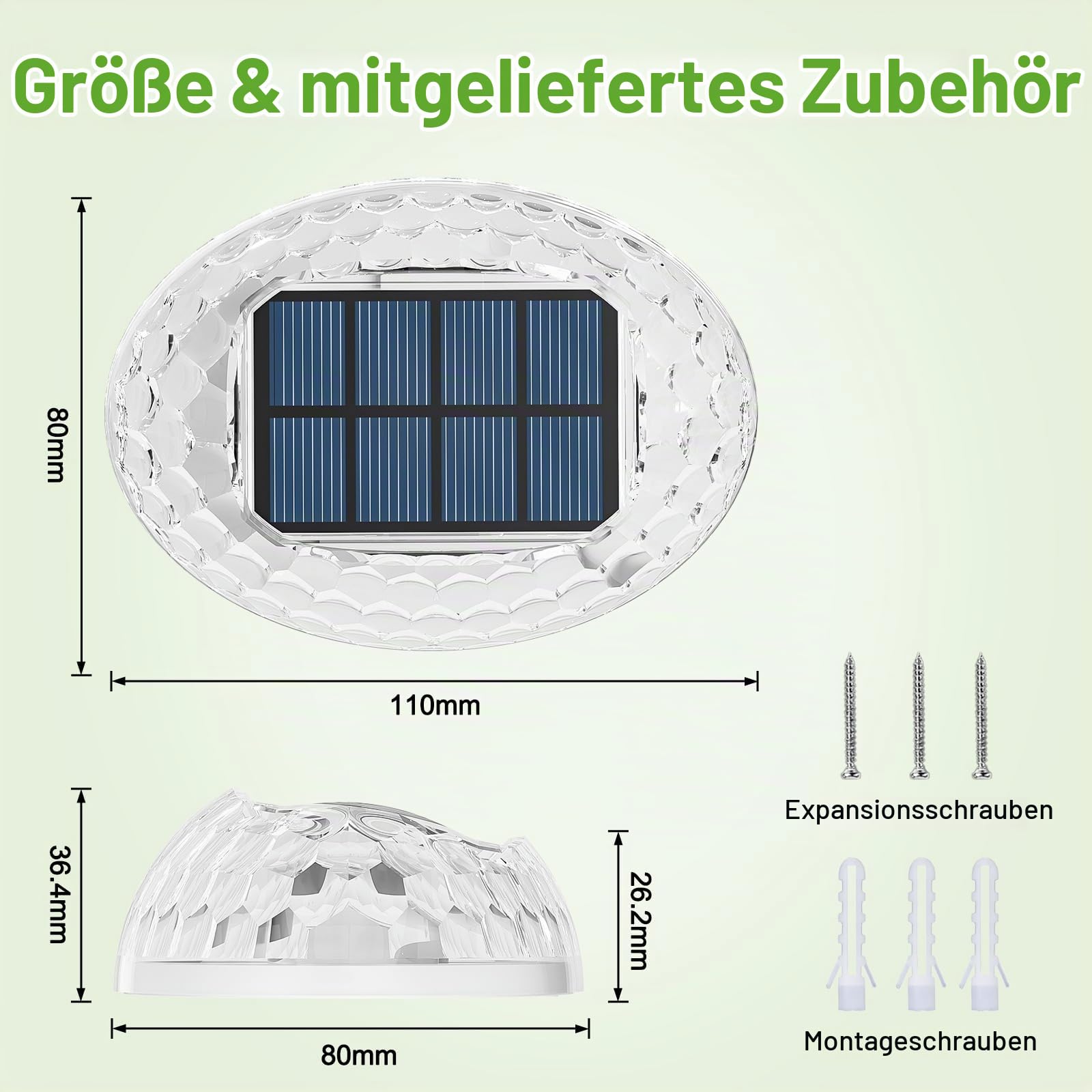 Quntis 8er Set Solar Wandleuchte Außen 360° Beleuchtung Warmweiß | IP44 Wasserdichte Solarlampen Garten-Deko Außenleuchte für Zaun Balkon Terrasse Mauer Treppe Solarleuchte Zaunbeleuchtung